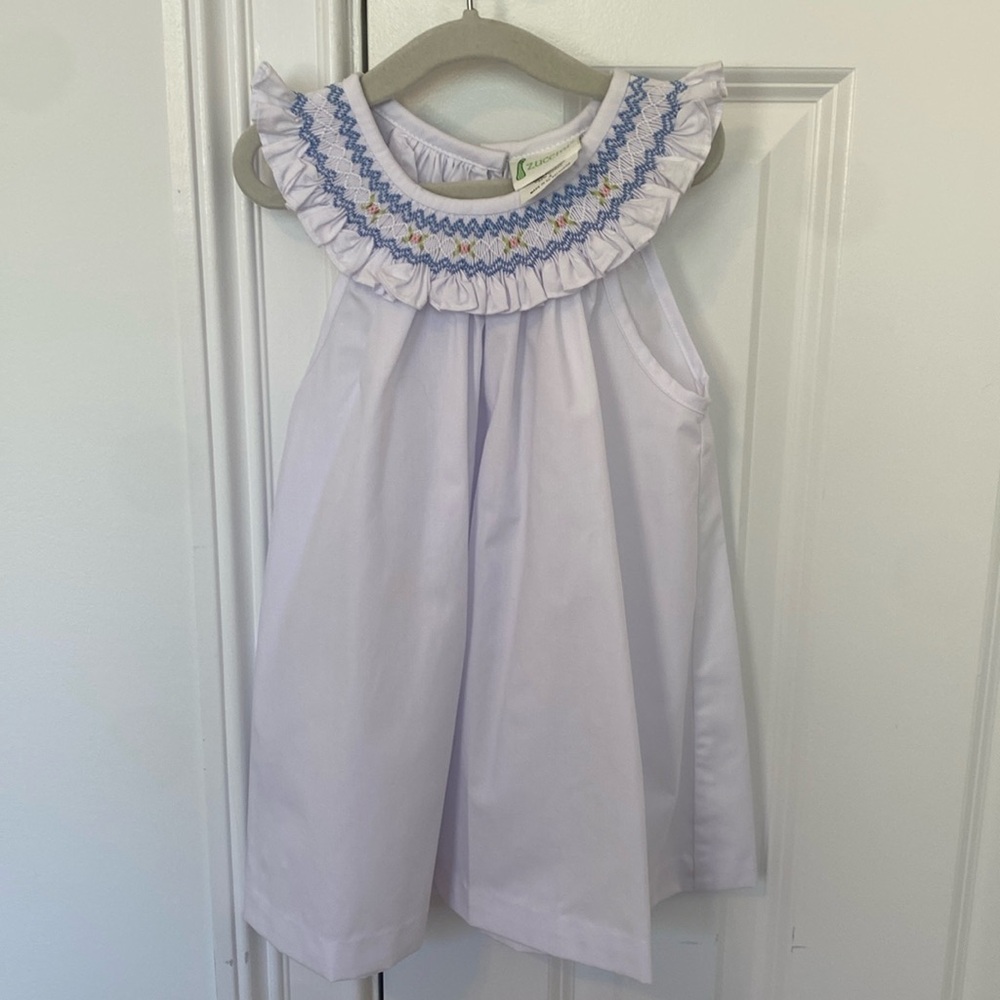 Smocked Ruffle Collar Girls Dress